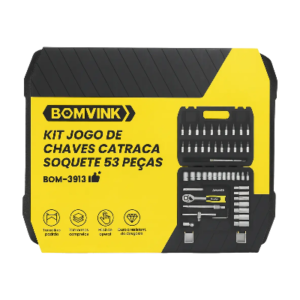 KIT JOGO DE CHAVES CATRACA SOQUETE 53 PEÇAS BOMVINK BOM-3913