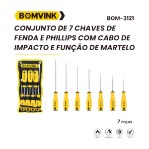 CONJUNTO DE 7 CHAVES DE FENDA E PHILLIPS BOMVINK BOM-3121