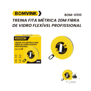 TREINA FITA MÉTRICA 20M FIBRA DE VIDRO FLEXÍVEL PROFISSIONAL BOMVINK BOM-6510