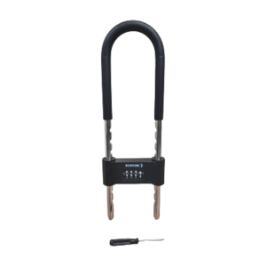 CADEADO EM U COM SENHA NUMÉRICA PARA MOTO/BICICLETA 11*35CM BOM-2654