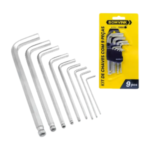 JOGO DE CHAVE ALLEN ABAULADA 9PCS BOMVINK BOM-3201