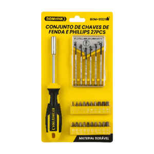 CONJUNTO DE CHAVES DE FENDA E PHILLIPS 27PCS BOMVINK BOM-3122
